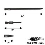 Robertson Square Bit #2 Set (3 Pack in Extra Long 6, Standard 2", and Screwdiver Bit Size1) Hex Shank and Magnetic Tipped - Retail: $6"