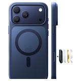 Magnetic & Shockproof for iPhone 17 Pro Max Case, Fit for MagSafe, Military Grade Drop Protection, Camera Control, DIY Button, Slim for iPhone 17 Pro Max Case Translucent Deep Blue - Retail: $23