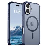 iPhone 17 Case (Compatible with MagSafe)(Military Grade Drop Protection) Translucent Matte Shockproof with Anti-Fingerprint Phone Cover 2025,Navy Blue - Retail: $15