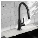 Silicone Faucet Mat for Kitchen Sink Gen 2 Splash Guard with Upgraded Outlet & Slope 18x5.1 Water Catcher & Sink Sponge Holder for Kitchen and Bathroom (Beige) - Retail: $15