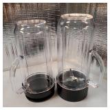 2 Pack Magic Bullet Blender Cups, Tall 22oz Cup with Flip Top To-Go Lid & 4 Fins Cross Blade Blender Replacement Parts, Replacement Cup Mug with Handle Compatible with Magic Bullet 250w MB1001 - Retai