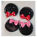 Mouse Ears Hair Clips Mouse Ears for Girls Sequin Mouse Bows Barrettes Mice Ears Polka Dot Bows Mouse Hair Accessories for Kids Costume Party 4PCS - Retail: $9