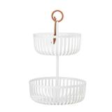 La Jolie Maison 2-Tier Fruit Basket, Countertop Vegetable Basket Bowl Metal Wire Storage Stand Holder Organizer for Bread Snack Veggies, Matte White - Retail: $30