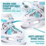 Snowflake Adjustable Ice Skates for Girls, Kids Ice Skates for Toddlers Youths, Beginner Ice Skating Shoes for Outdoor and Rink, Warm Lining and Reinforced Ankle Support, White - Retail: $50