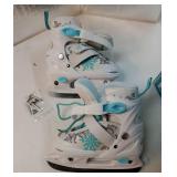 Snowflake Adjustable Ice Skates for Girls, Kids Ice Skates for Toddlers Youths, Beginner Ice Skating Shoes for Outdoor and Rink, Warm Lining and Reinforced Ankle Support, White - Retail: $50