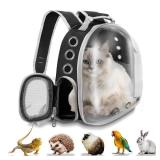 Pet Carrier Backpack Bearded Dragon Cat Bird Rabbit Guinea Pig Small Animal Carrier Backpack with Clear Bubble Window Ventilated Space Capsule Design Black and White - Retail: $30