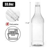 8 Pack 33 oz Plastic Soda Bottles with Caps, 1L Reusable Empty Clear PET Juice Container, Disposable Wine Bottles with White Lid for Drinking Beverage Water Liquor Beer Milk Smoothies - Retail: $25