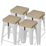 Anti-Slip Bar Stool Cushions Square Bar Stool Seat Cushions with Ties Set of 4 Small Square Chair Pads with Machine Washable Cover 12X12"X2" (Beige) - Retail: $47"