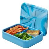 LunchBots Build -a- Bento Lunch Box, Silicone Bento Box for Kids, Multi-Compartment Lunch Container, Oven & Dishwasher Safe, BPA Free, 32 oz - Tie Dye Light Blue - Retail: $21