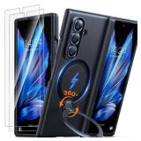 TORRAS 360 Spin Magnetic Stand for Galaxy Z Fold 7 Case, MIL-Grade Hinge Protection, Fit for Magsafe, 360 Kickstand & Ring Holder, Armor Hard Slim Case for Samsung Galaxy Z Fold 7, Black - Retail: $60