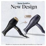 Bio Ionic GoldPro Hair Dryer, Blue, Moisturizing Heat Technology & 24K Gold MX, Ultra-Powerful 1875W AC Motor, Lightweight Blow Dryer with Ergonomic Handle, Multi-Speed Settings - Retail $150 (see des