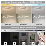 LannlKer Modern Pendant Light Kitchen Island 47in Dimmable Hanging Lamp 3000k-6000K Adjustable Warm/Nautral/White with Remote Control, Kitchen Island Lighting Chrome Silver - Retail $130