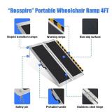 Rocspire 4FT Portable Wheelchair Ramp 800lb Capacity, Folding Non-Slip Aluminum Handicap Ramp, Ramps for Wheelchairs for Home, Doorways, Stairs, Thresholds, Car Curbs, Scooters & Carts - Retail $1