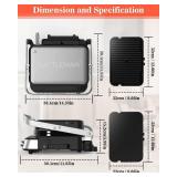 CATTLEMAN CUISINE Panini Press Grill Sandwich Maker with Removable Plates, 1600W, 5 in 1 Smokeless Indoor Grill & Griddle with Meat Thermometer, Electric Contact Grills for Kitchen, Stainless Steel Re