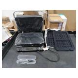 CATTLEMAN CUISINE Panini Press Grill Sandwich Maker with Removable Plates, 1600W, 5 in 1 Smokeless Indoor Grill & Griddle with Meat Thermometer, Electric Contact Grills for Kitchen, Stainless Steel Re