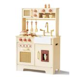 Play Kitchen for Kids, Wooden Play Kitchen Set with Realistic Features, Small Play Kitchen Toy Designed Ideal for Toddlers, for Ages 3+ - Retail $100