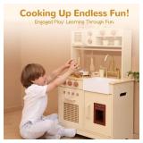 Play Kitchen for Kids, Wooden Play Kitchen Set with Realistic Features, Small Play Kitchen Toy Designed Ideal for Toddlers, for Ages 3+ - Retail $100