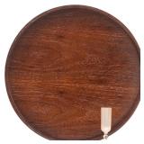 Extra Large Round Solid Wood Serving Tray, Classic Tea Coffee Table Wooden Decorative Ottoman Tray Server for Breakfast in Bed Snack Food Kitchen Party Bar, Raised Edge (27.6inch/70cm) Walnut Retail- 