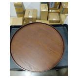 Extra Large Round Solid Wood Serving Tray, Classic Tea Coffee Table Wooden Decorative Ottoman Tray Server for Breakfast in Bed Snack Food Kitchen Party Bar, Raised Edge (27.6inch/70cm) Walnut Retail- 