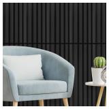 Art3d WPC Wainscoting Panels, 16-Pack 48 x 6 Inch 3D Wall Accents for Interior Wall Decor, Living Room, Bedroom, Black - Retail $120