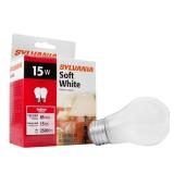 LEDVANCE Sylvania Incandescent Appliance Light Bulb, 15W A15, Dimmable, Medium Base, 65 Lumens, Frosted, 2850K, Soft White - 2 Pack (10015)