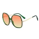 Freckles Mark 70s Super Oversize Square Sunglasses for Women Vintage Rectangular Plastic Frame (Clear Green/Gradient Orange Yellow)