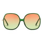 Freckles Mark 70s Super Oversize Square Sunglasses for Women Vintage Rectangular Plastic Frame (Clear Green/Gradient Orange Yellow)