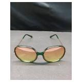 Freckles Mark 70s Super Oversize Square Sunglasses for Women Vintage Rectangular Plastic Frame (Clear Green/Gradient Orange Yellow)