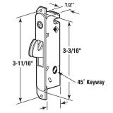 Prime-Line E 2014 Mortise Lock - Adjustable, Spring-Loaded Hook Latch Projection for Sliding Patio Doors Constructed of Wood, Aluminum and Vinyl, 3-11/16 In., 45º Keyway, Round Face (Single Pack)
