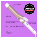 Conair Double Ceramic 1 ¼-Inch Curling Iron, 1 ¼-Inch Barrel Creates Loose Curls, Hair Curler for Use on Medium & Long Hair, White/Rose Gold