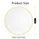 Rubtlamp 100 Pcs Clear Gold Plastic Plates, Hammered Party Plates, Clear Disposable Dessert Plates,Clear Gold Plates 7 Inch, Heavy duty Gold Plastic Dessert Plates Disposable For All Occasions, Retail