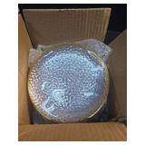 Rubtlamp 100 Pcs Clear Gold Plastic Plates, Hammered Party Plates, Clear Disposable Dessert Plates,Clear Gold Plates 7 Inch, Heavy duty Gold Plastic Dessert Plates Disposable For All Occasions, Retail
