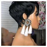 Tgezer Pixie Wigs for Black Women Short Pixie Cut Wig Human Hair Short Glueless Layered Wigs Straight Full Machine Made Wig Wear and Go Black Color