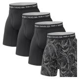 Pair of Thieves Every Day Kit Soft Cotton Long Boxer Briefs for Men Pack (4 Pack), Black, Large