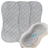 Changing Pad Liner Waterproof 3 Pack Quilted Thicker, Fits for Peanut Shape Changing Pad, Soft Viscose Terry Surface, Non-Slip Design Reusable Pad Liners Machine Washable, Gray