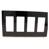 Black 4-Gang Decorator Wall Plate Cover
