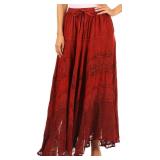 Sakkas 13222 Ivy Maiden Boho Skirt - Burgandy - Size- S-L