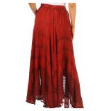Sakkas 13222 Ivy Maiden Boho Skirt - Burgandy - Size- S-L