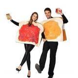 Peanut Butter And Jelly PBJ Costume Adult Couple Set w/one Peanut Butter Plush and One Jelly Plush for Halloween, Standard Size