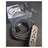 Cordinate 3 Outlet Power Strip Indoor Extension Cord 16 Gauge 10 Ft 3 Prong Braided Extension Cords Flat Extension Cord ETL Listed Black 42024
