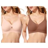 ProKloud Bras for Women No Underwire Wireless Jelly Bras Full Coverage Seamless Push Up Bralettes Support Tshirt Bra, Large