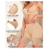 ZENUTA 3 Pack Slip Shorts for Women Under Dresses, Seamless Anti Chafing Shorts Summer (Lace Black White Nude, XL), X-Large