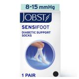 JOBST SensiFoot Diabetic Compression Socks for Men and Women 8-15 mmHg with Seamless Toe and Moisture Management - Extra Padding in Toe, Foot, and Heel Area - Knee High - Closed Toe - Black, Large