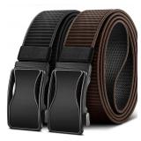 BULLIANT Mens Ratchet Belt Reversible,Web Nylon Casual Belt for Gift Men Golf Hiking Pants Jeans 2 In 1(Black/Brown,34\"-40\" Waist Adjustable)