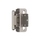 Amerock Cabinet Hinge 3/8 inch (10 mm) Inset, Satin Nickel, 2 Pack Self-Closing, Partial Wrap