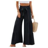 Blooming Jelly Women Casual Pants Wide Leg Trousers High Waisted Pant Trendy Vacation Outift 2026(L,Black)