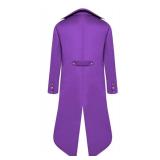 Boys Medieval Tailcoat Jacket Halloween Costumes, Gothic Steampunk Vintage Victorian Frock High Collar Uniform Coat (Purple,XL)