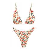 seamoly Womens Bikini Sets Triangle Bowknot Cheeky High Cut Thong Two Piece Bathing Suit Tie Back Swimsuit Cherry S