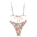 seamoly Womens Bikini Sets Triangle Bowknot Cheeky High Cut Thong Two Piece Bathing Suit Tie Back Swimsuit Cherry S