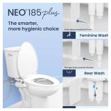 LUXE Bidet NEO 185 Plus - Dual Nozzle, Non-Electric Bidet Attachment for Toilet Seat, Patented Slide-In Install, 360° Self-Clean, EZ-Lift to Clean, Feminine & Rear Wash (White)